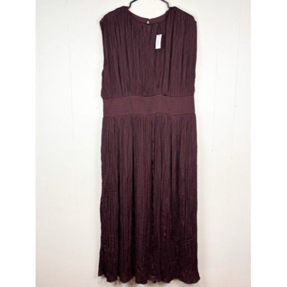 Banana Republic Formal Dress Burgundy Plisse Holiday Christmas Wedding 14 Tall